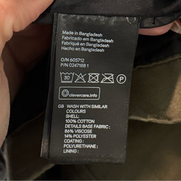 H&M Olive Utility Jacket with Faux Leather Sleeves – Size 6 - Picture 6 of 7